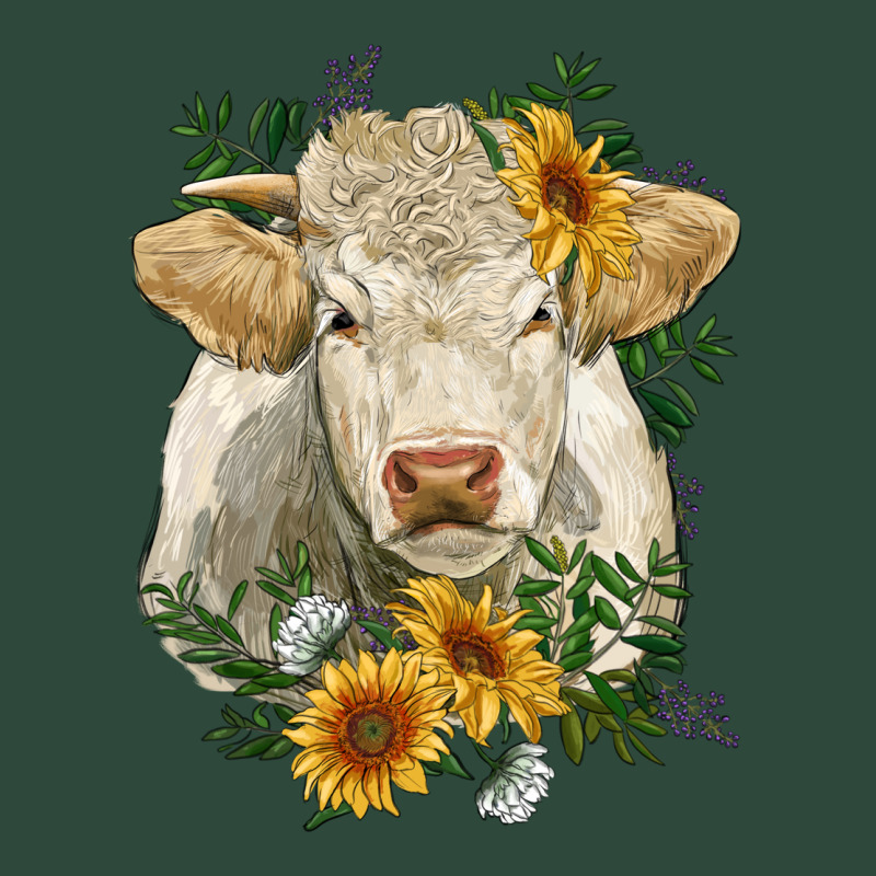 Charolais Cattle With Sunflowers Zipper Hoodie by RanaPortraitStore | Teevron