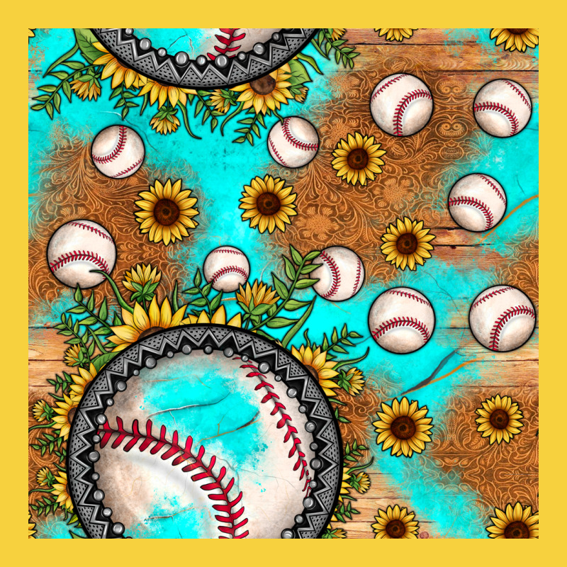 Baseball Turquoise Sunflower Seamless Pattern Premium Sweatshirt by JahusDesignShop | Teevron