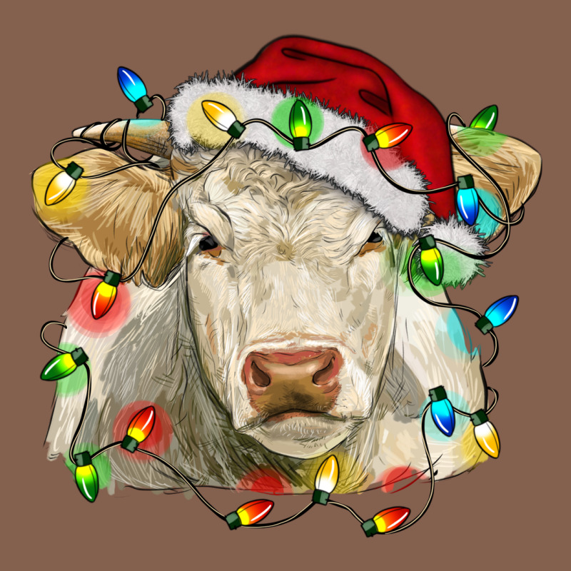 Charolais Cattle Cow With Christmas Lights And Hat Zipper Hoodie by RanaPortraitStore | Teevron