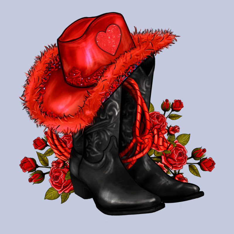 Valentines Day Cowboy Boots Red  And Roses Long Sleeve Tee by AdoDesignShop | Teevron