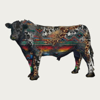 Black Angus Bull With Western Patterns Zipper Hoodie | Teevron