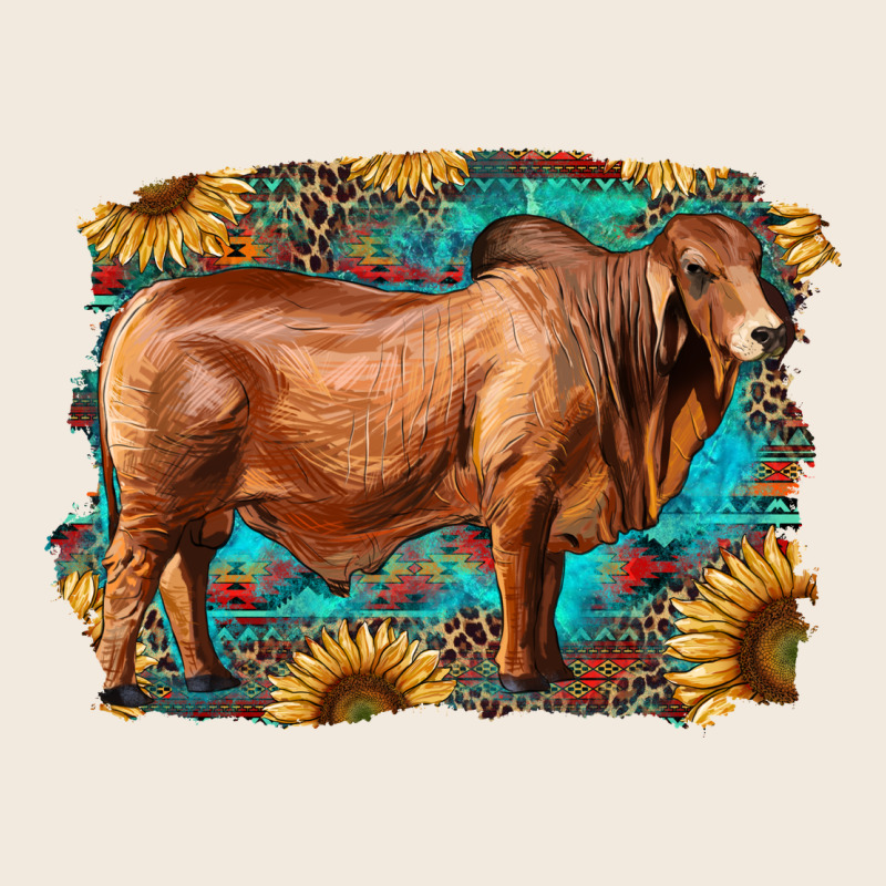 Brahman Bull With Aztec Sunflower And Leopard Background Zipper Hoodie by RanaPortraitStore | Teevron