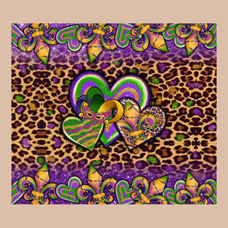 Mardi Gras Fleur De Lis Hearts Leopard Glitter Urban Heavy Tee by Artiststas | Teevron