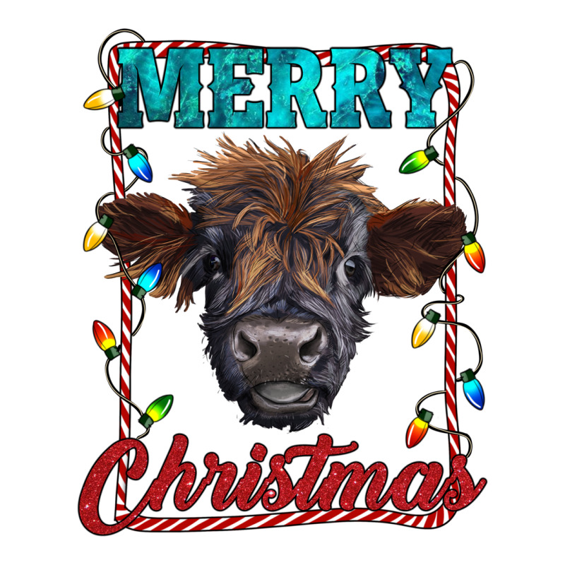 Merry Christmas Highland Calf Baby Cow Zipper Hoodie by RanaPortraitStore | Teevron