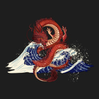 Asian Dragon And Ocean Waves Classic Tee | Teevron