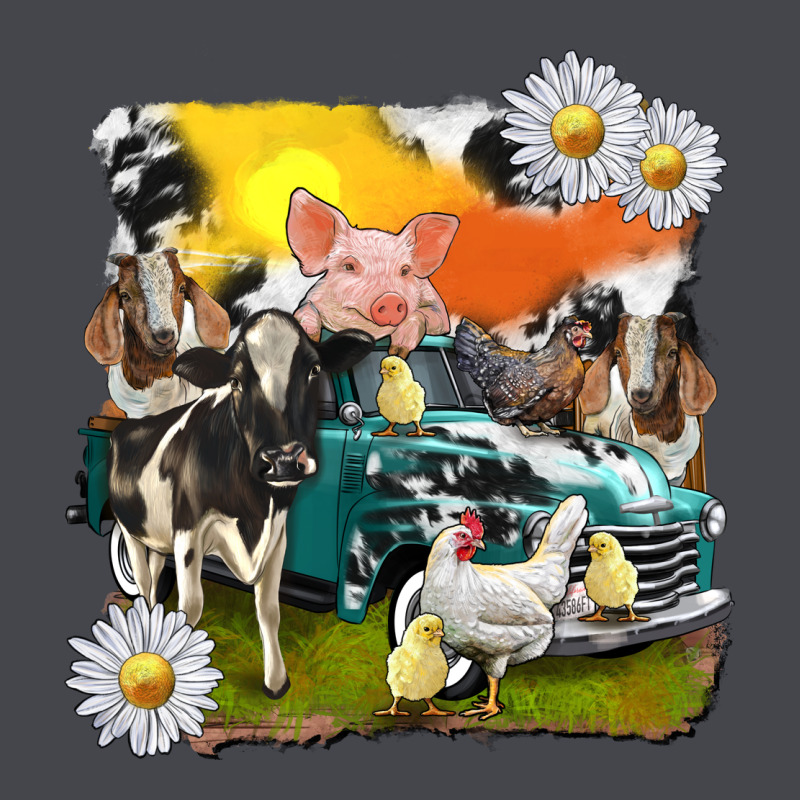Cowhide Farm Truck With Farm Animals Long Sleeve Tee by texasbilliewilder | Teevron