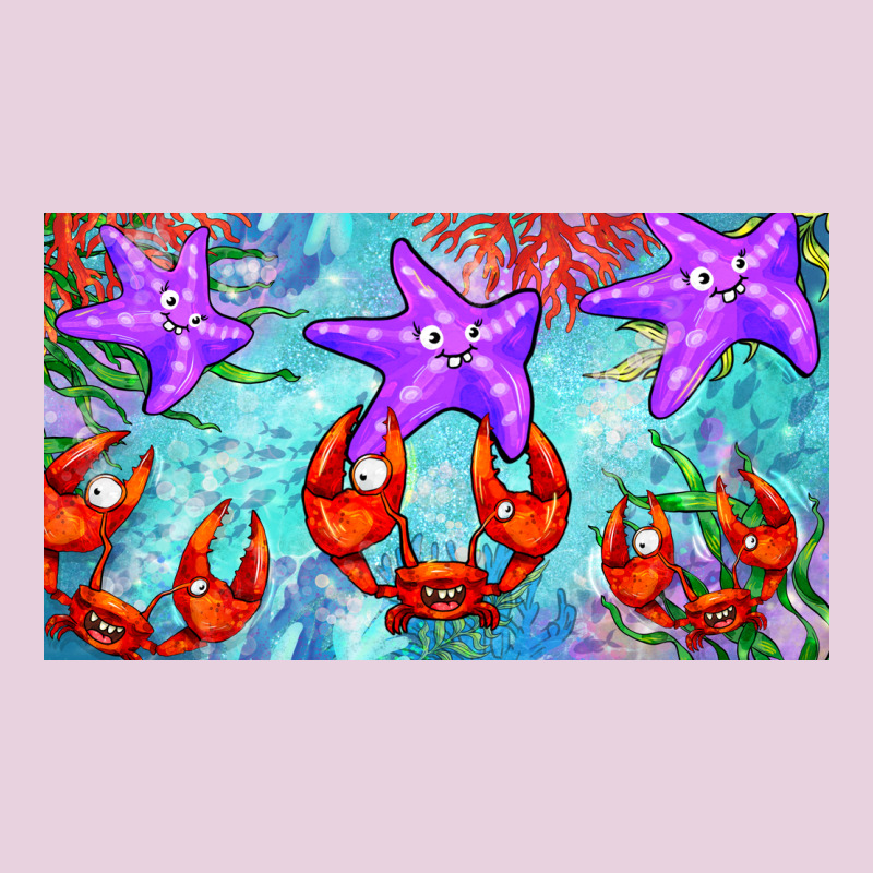Crab And Starfish  Cup Ladies Tee by BarkalooDesign | Teevron