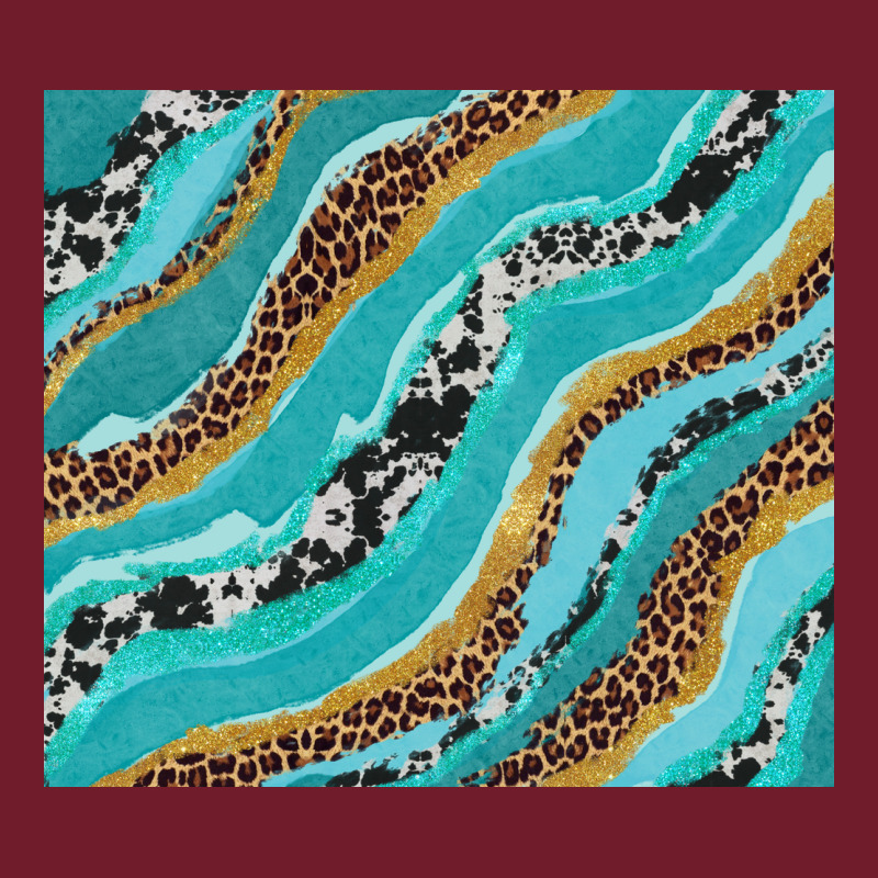 Turquoise Brushstrokes With Leopard And Cowhide Zipper Hoodie by RanaPortraitStore | Teevron