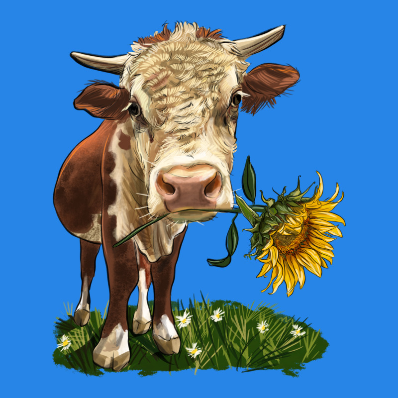 Hereford Heifer With Sunflower Premium Hoodie by LillyAllenDesigns | Teevron