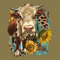Hereford Heifer With Sunflower And Leopard Premium Hoodie | Teevron