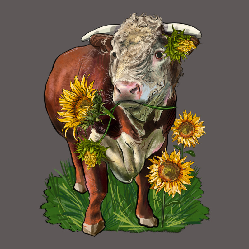 Hereford Bull With Sunflowers Premium Hoodie by LillyAllenDesigns | Teevron