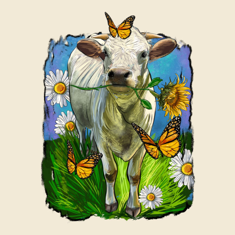 Charolais Heifer With Sunflower And Daisies Premium Hoodie by LillyAllenDesigns | Teevron