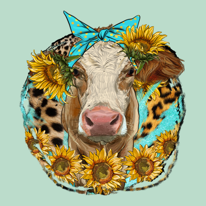 Simmental Heifer With Sunflowers And Leopard Premium Hoodie by LillyAllenDesigns | Teevron