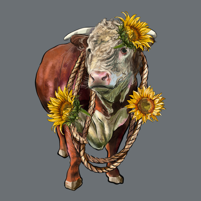 Hereford Bull Rope And Sunflowers Premium Hoodie by LillyAllenDesigns | Teevron