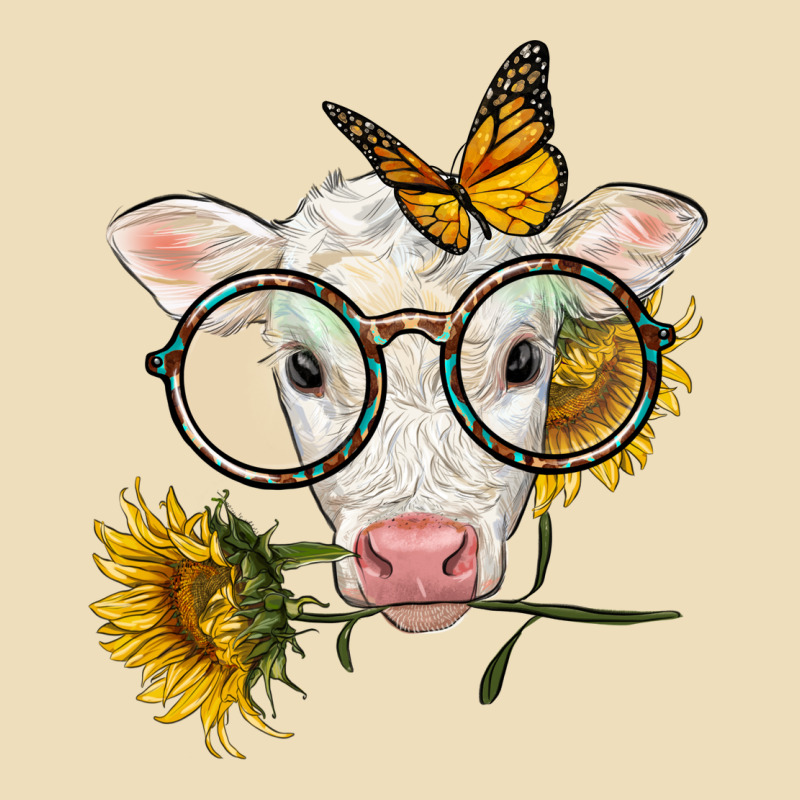 Charolais Calf With Sunflowers And Butterfly Premium Hoodie by LillyAllenDesigns | Teevron