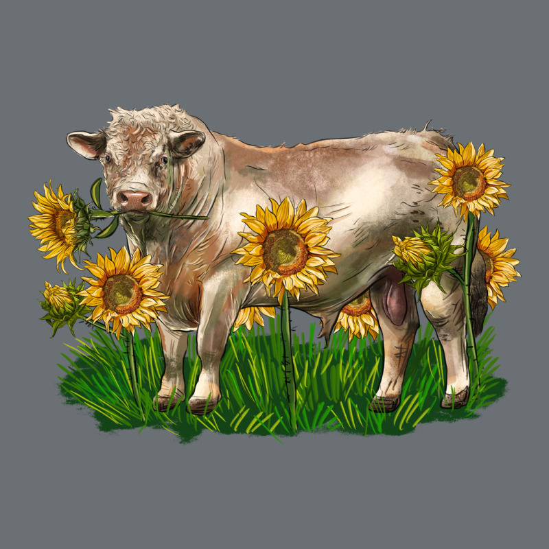Charolais Bull With Sunflowers Premium Hoodie by LillyAllenDesigns | Teevron