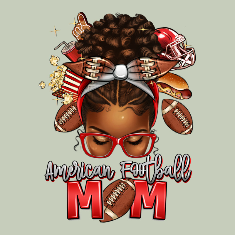 American Football Mom Red And Silver Afro Messy Bu Long Sleeve Tee by texasbilliewilder | Teevron