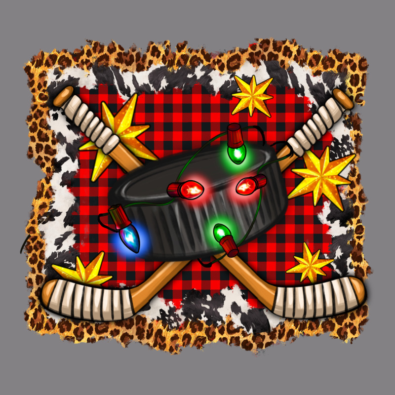 Hockey Christmas With Lights And Stars Heavyweight Hoodie by FaDigitalArtStudio | Teevron