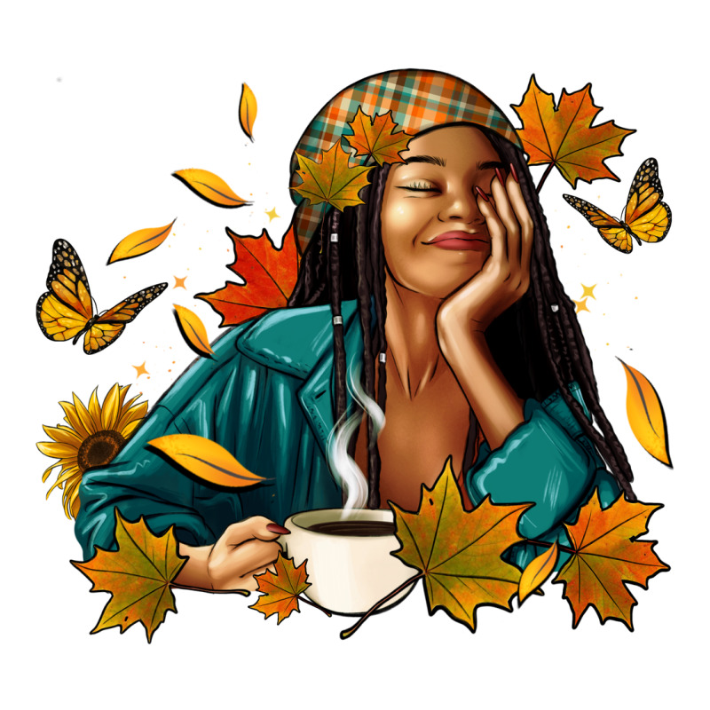 Fall Afro Woman With Coffee Long Sleeve Tee by RanaPortraitStore | Teevron