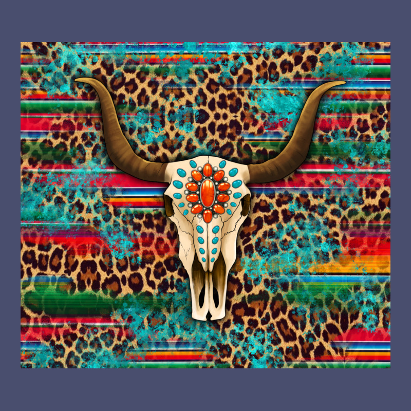 Western Serape Leopard Bull Skull Turquoise Vintage Tee by Artiststas | Teevron