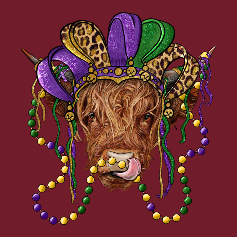Highland Cow With Mardi Gras Hat Zipper Hoodie by RanaPortraitStore | Teevron