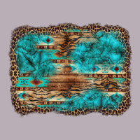 Western Turquoise Stone Aztec Tiger Pattern Background Vintage Tee | Teevron