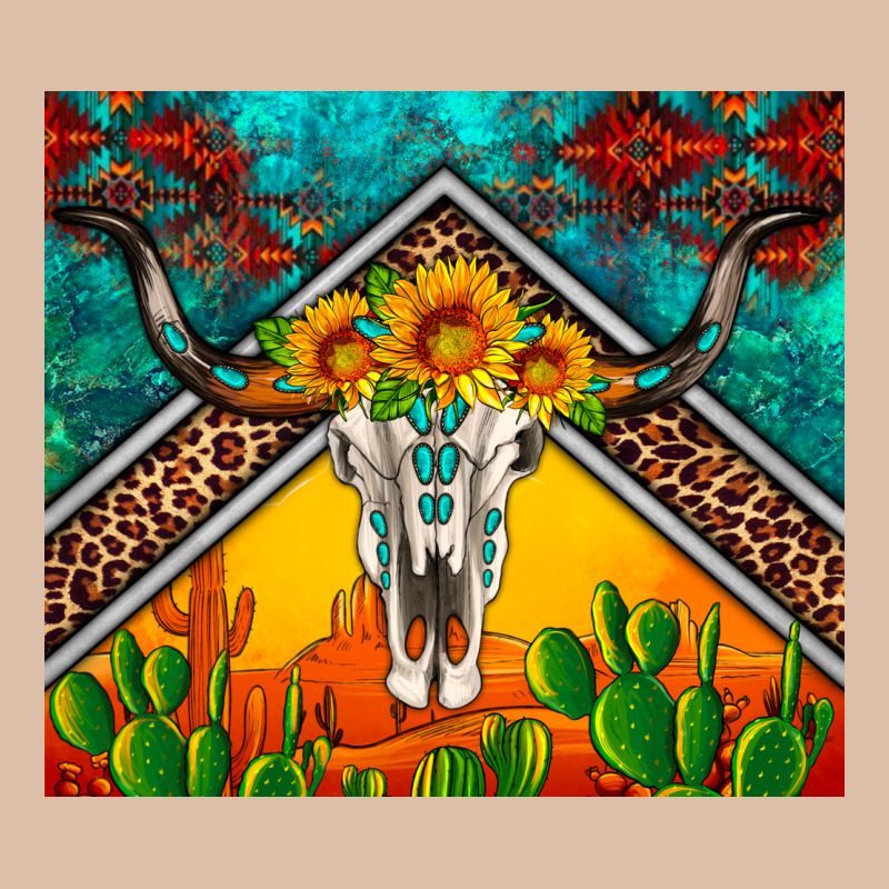 Western Sunflowers Longhorn Bull Skull Urban Heavy Tee by Artiststas | Teevron
