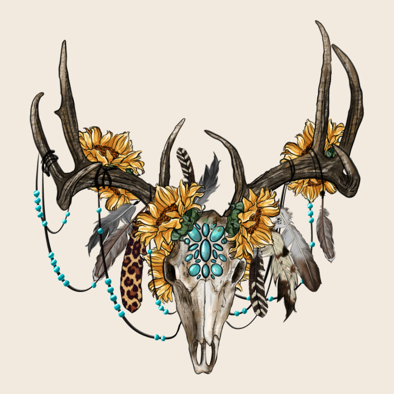 Boho Deer Skull Sunflowers And Gemstone Zipper Hoodie by RanaPortraitStore | Teevron