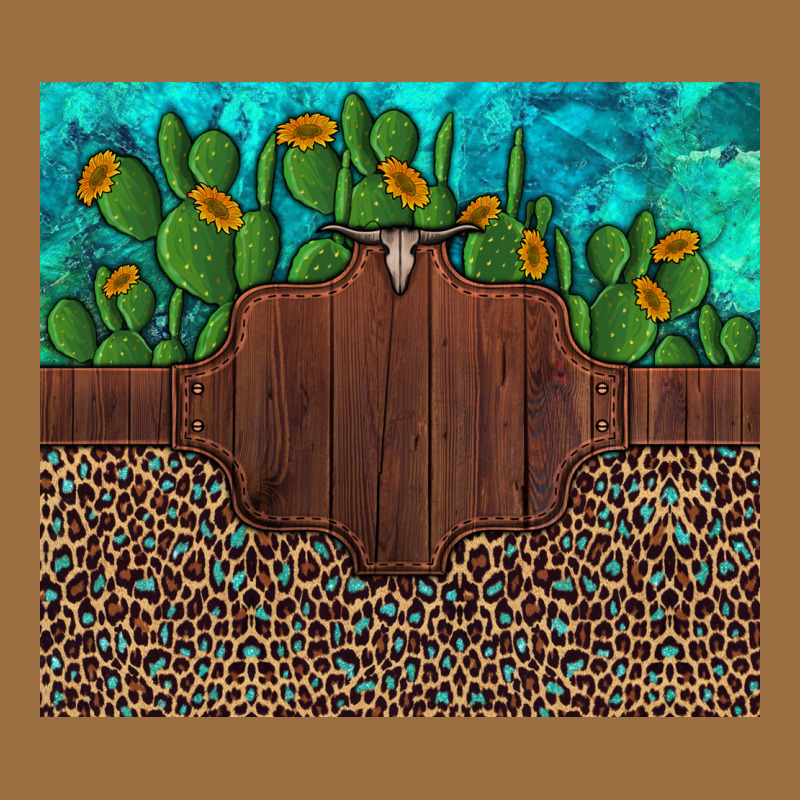Custom Cactus And Sunflowers Leopard Turquoise Vintage Tee by Artiststas | Teevron