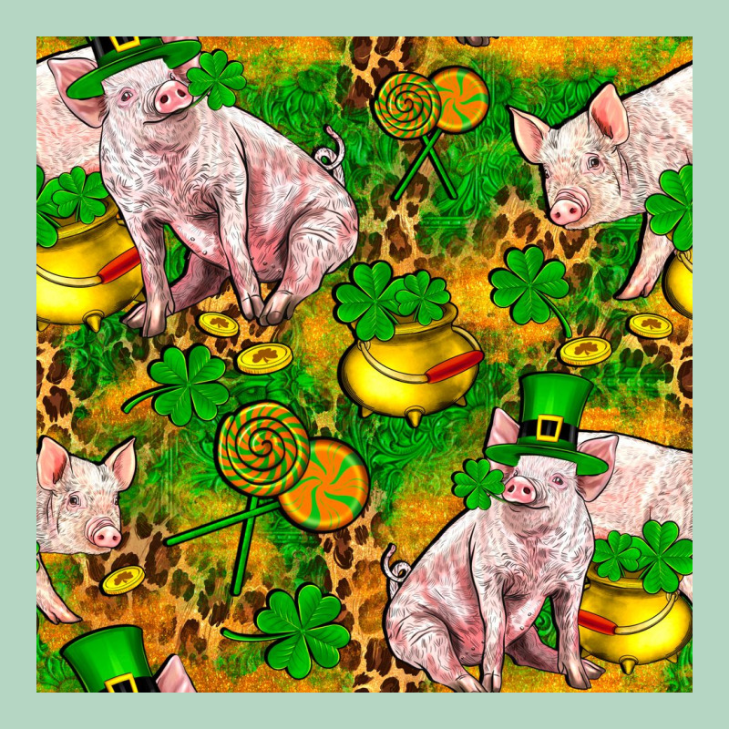 St Patricks  Day Pig With Candy And Pot Of Gold  Seamless Pattern Classic Tee by FaDigitalArtStudio | Teevron