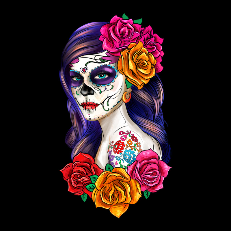 Sugar Skull Girl Long Sleeve Tee by RanaPortraitStore | Teevron