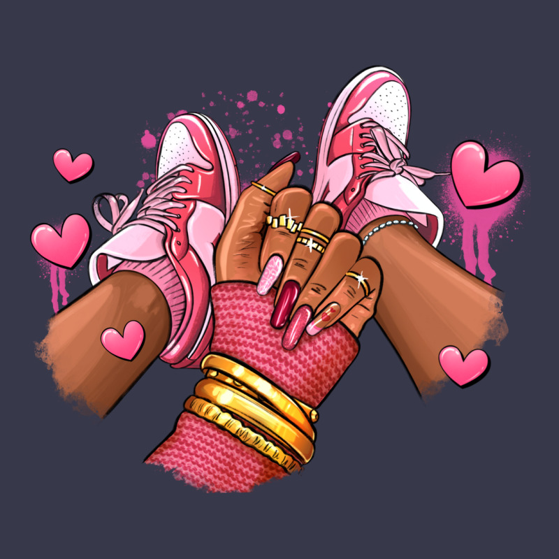 Valentines Day Afro Girl Sneakers Long Sleeve Tee by RanaPortraitStore | Teevron