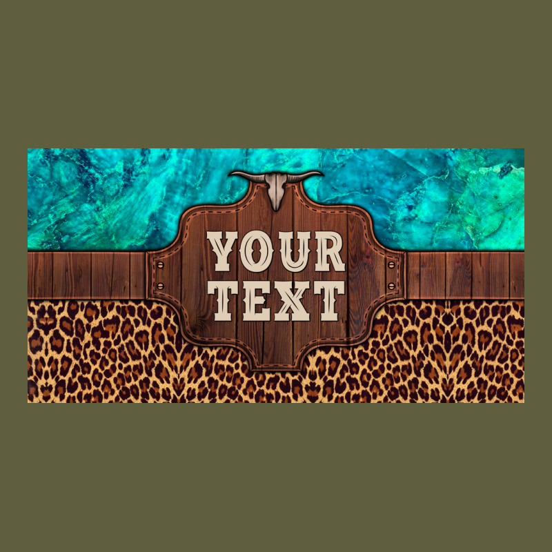 Preview Custom Name Turquoise Stone Leopard Bull Skull License Plate Vintage Tee by Artiststas | Teevron