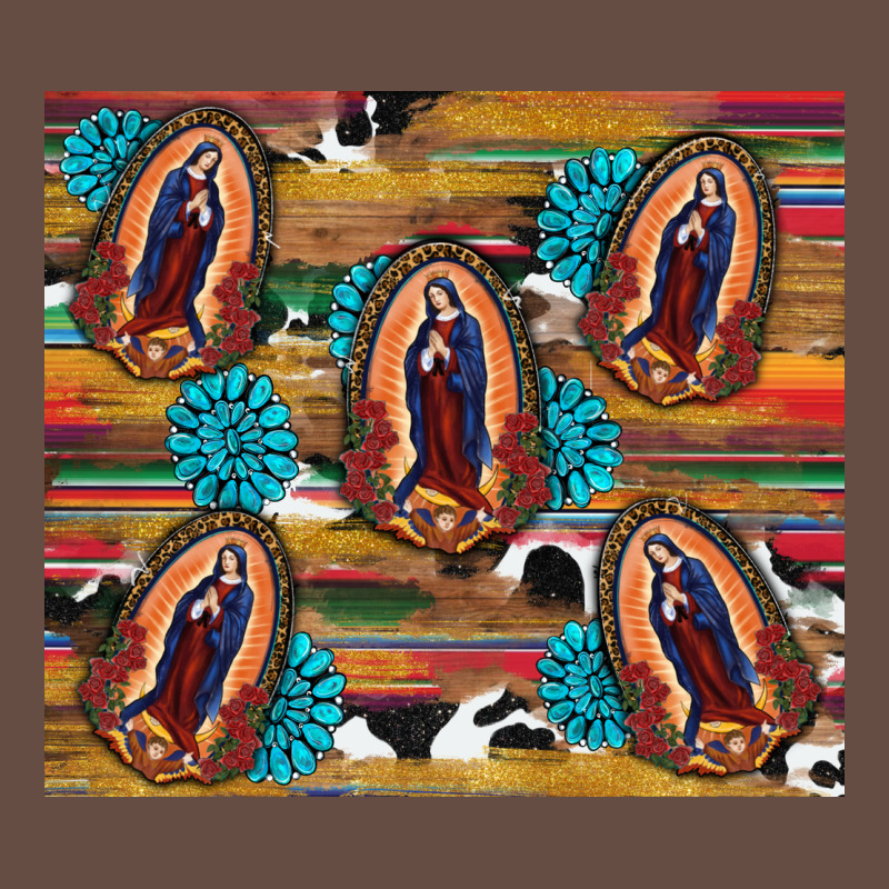 Serape Gemstone Glitter Cowhide Lady Of Guadalupe Long Sleeve Tee by RanaPortraitStore | Teevron