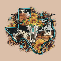 Bull Skull Leopard Cowhide Sunflower Texas Map Urban Heavy Tee | Teevron