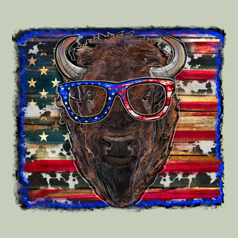 Bison With American Flag Long Sleeve Tee by RanaPortraitStore | Teevron
