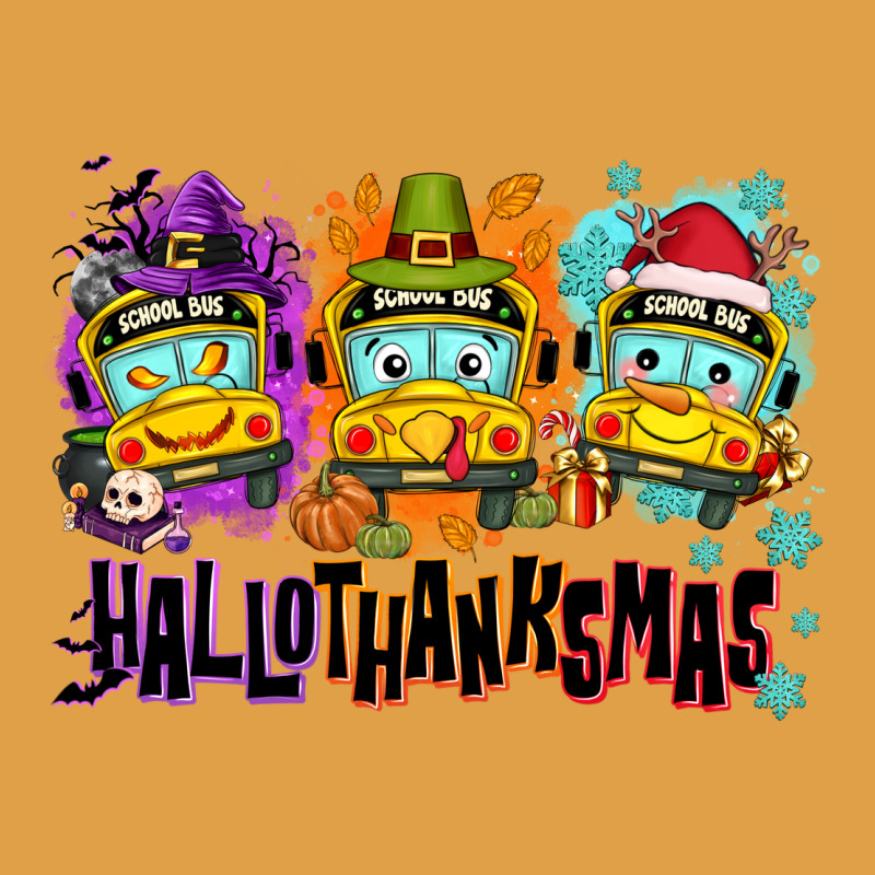 Happy Hallothanksmas School Bus Premium Hoodie by NancyCooperArtShop | Teevron