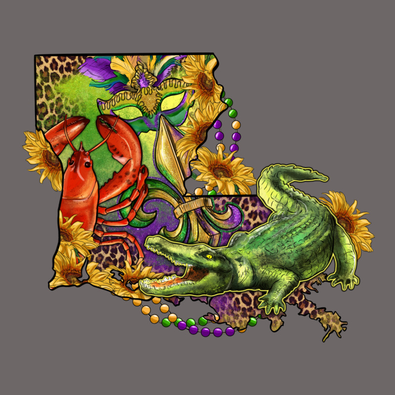 Louisiana Map With Mardi Gras Crocodile Classic Tee by RanaPortraitStore | Teevron
