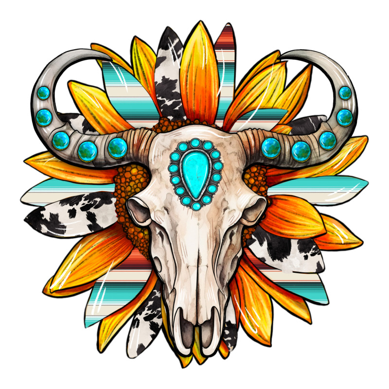Western Bull Skull Sunflower Long Sleeve Tee by MaliasSmallBusiness | Teevron