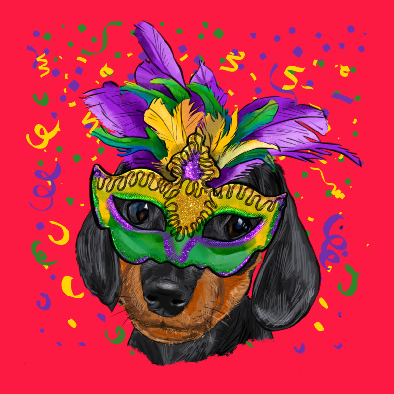 Mardi Gras Mask Dachshund Puppy Zipper Hoodie by RanaPortraitStore | Teevron