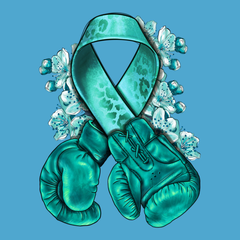 Teal Ribbon With Boxing Gloves Premium Hoodie by NancyCooperArtShop | Teevron