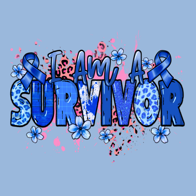 I Am A Survivor Colon Cancer Blue Ribbon Premium Hoodie by NancyCooperArtShop | Teevron
