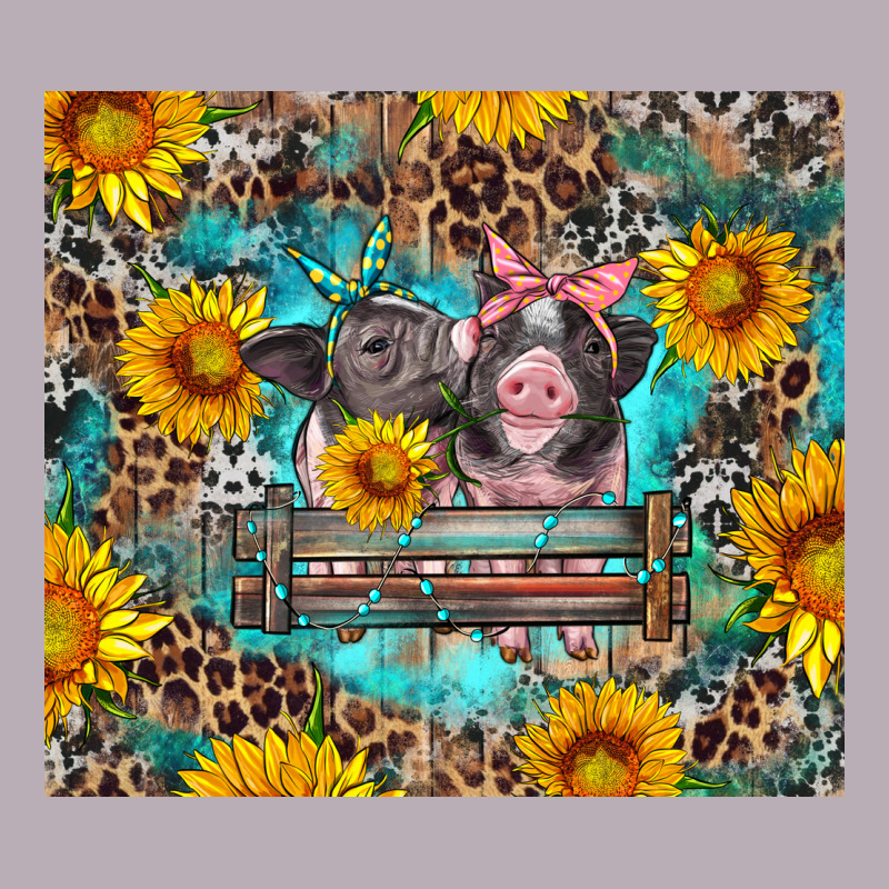 Baby Pigs With Leopard Cowhide And Sunflowers Vintage Tee by Artiststas | Teevron