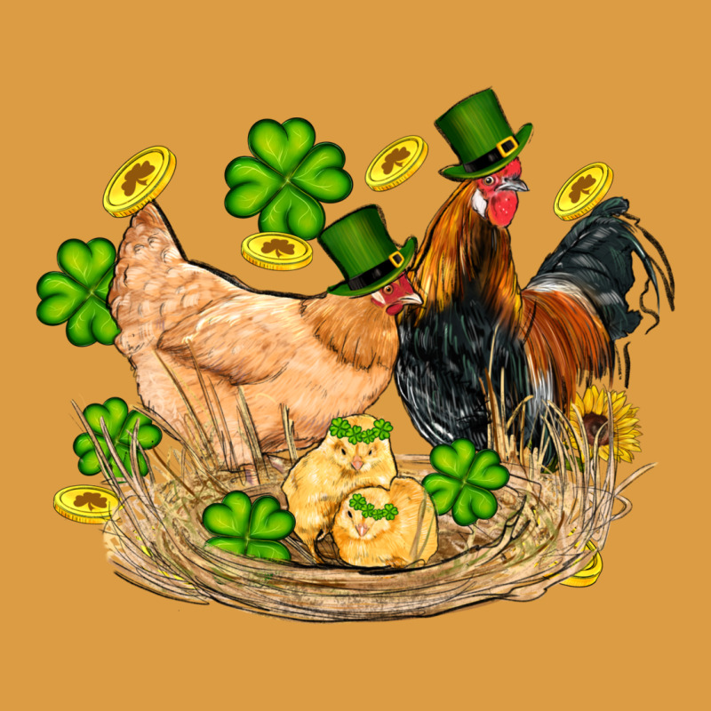 St Patricks Day Farm Chicken Rooster Chick  Shamrock Gold Urban Heavy Tee by Artiststas | Teevron
