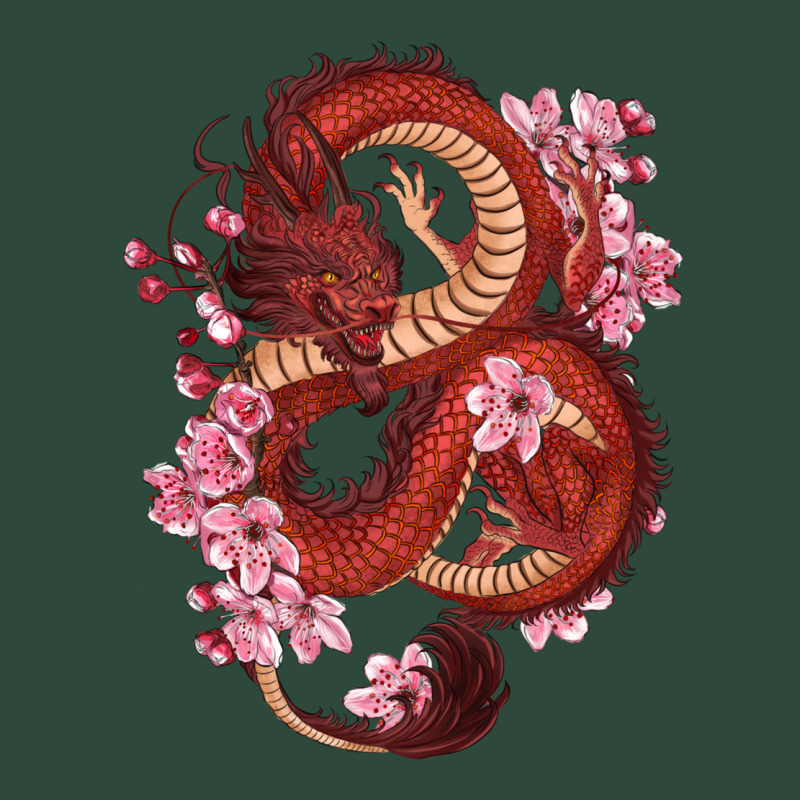 Red Dragon And Sakura Cherry Blossoms Zipper Hoodie by RanaPortraitStore | Teevron