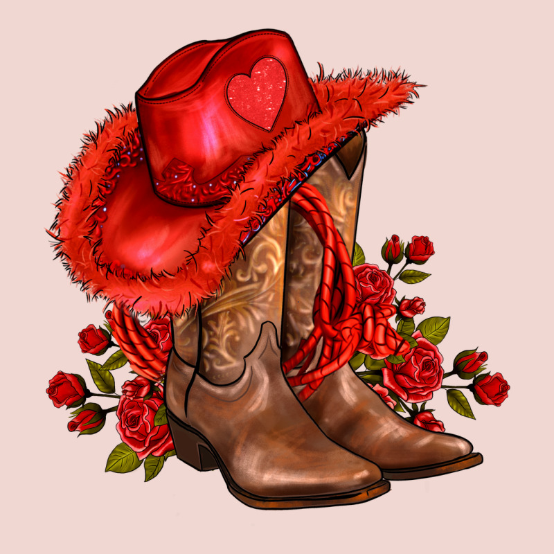 Valentines Day Cowboy Boots Red  And Roses Premium Sweatshirt by AdoDesignShop | Teevron
