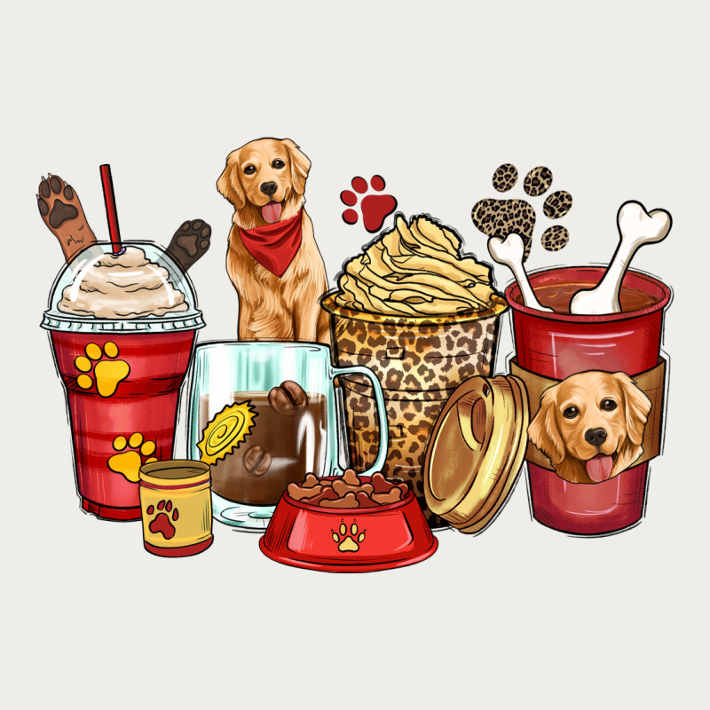 Golden Retriever Coffee Cups Zipper Hoodie by Zillion Design Studio | Teevron