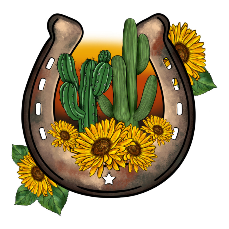 Western Horseshoe Sunflower Cactus Premium Hoodie by BarkalooDesign | Teevron