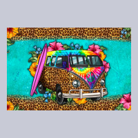 Hippie Van Floral Skinny Metal Can Holder Heavyweight Hoodie | Teevron