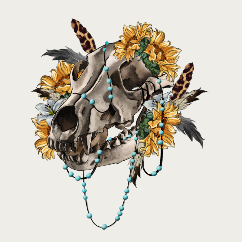 Boho Wolf Skull Zipper Hoodie by RanaPortraitStore | Teevron